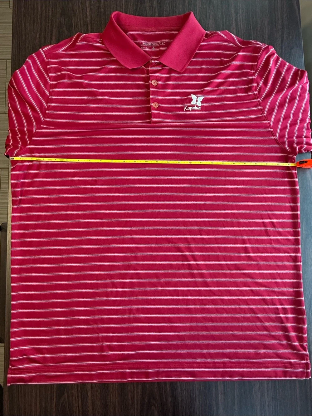 Nike Golf Dri-FIT Golf Polo Men’s Red White Striped Kapalua Logo Size XL